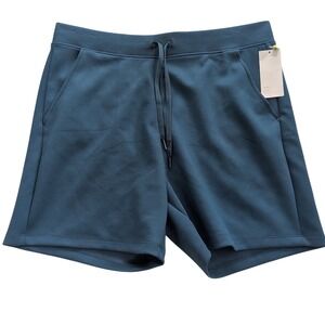NWT All in Motion Knit Athletic Shorts Teal Blue Men's LARGE Stretch 7" Inseam